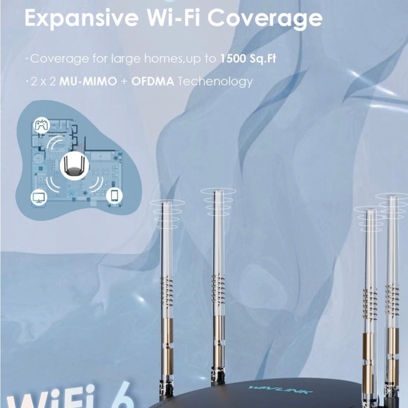 WAVLINK AX3000 WiFi 6 Router Dual Band Wireless Internet Router with 5GHz…. - Picture 5 of 6